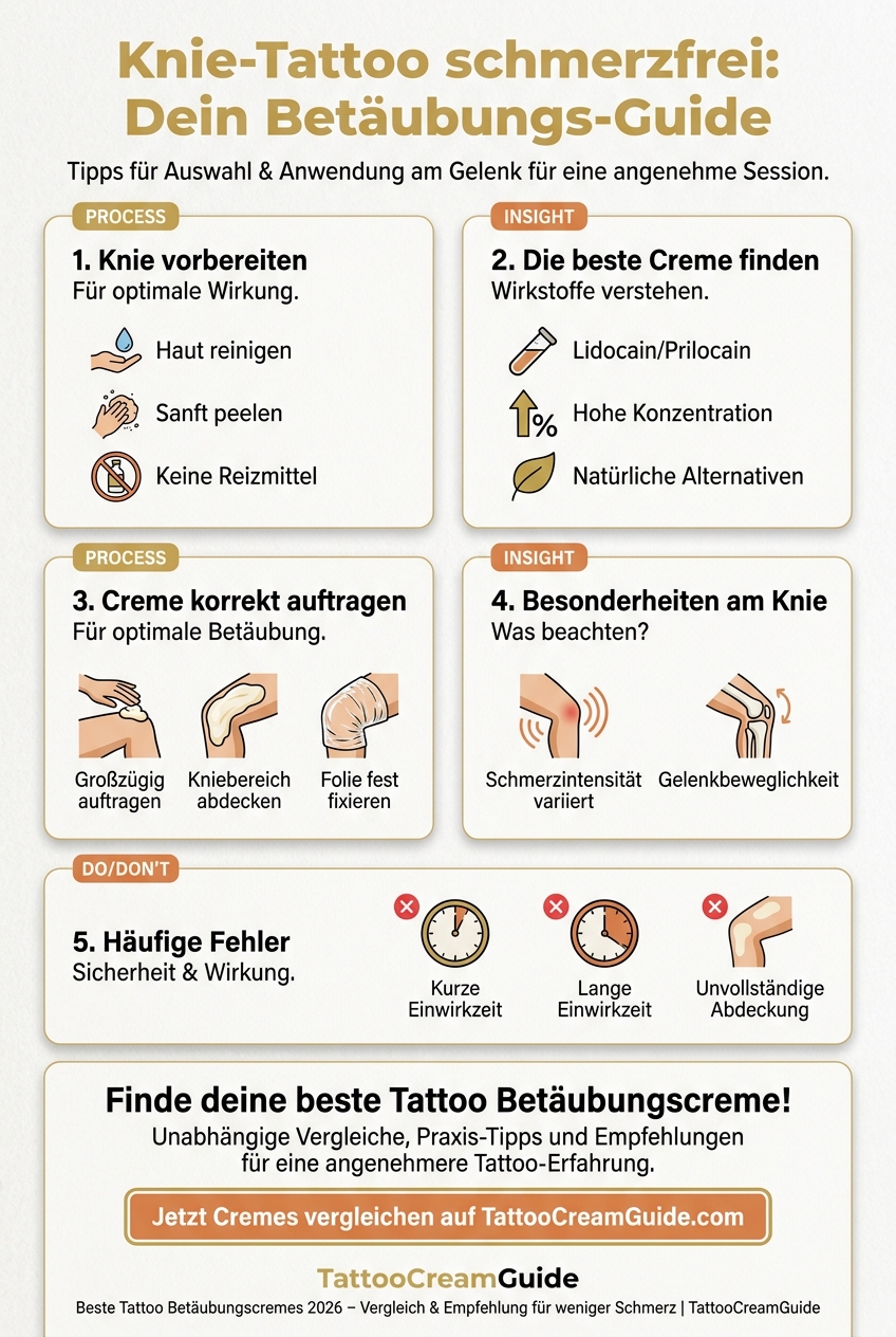 Infographic: Knie-Tattoo schmerzfrei: Dein Betäubungs-Guide