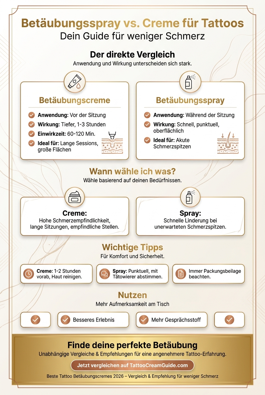 Infographic: Betäubungsspray vs. Creme für Tattoos