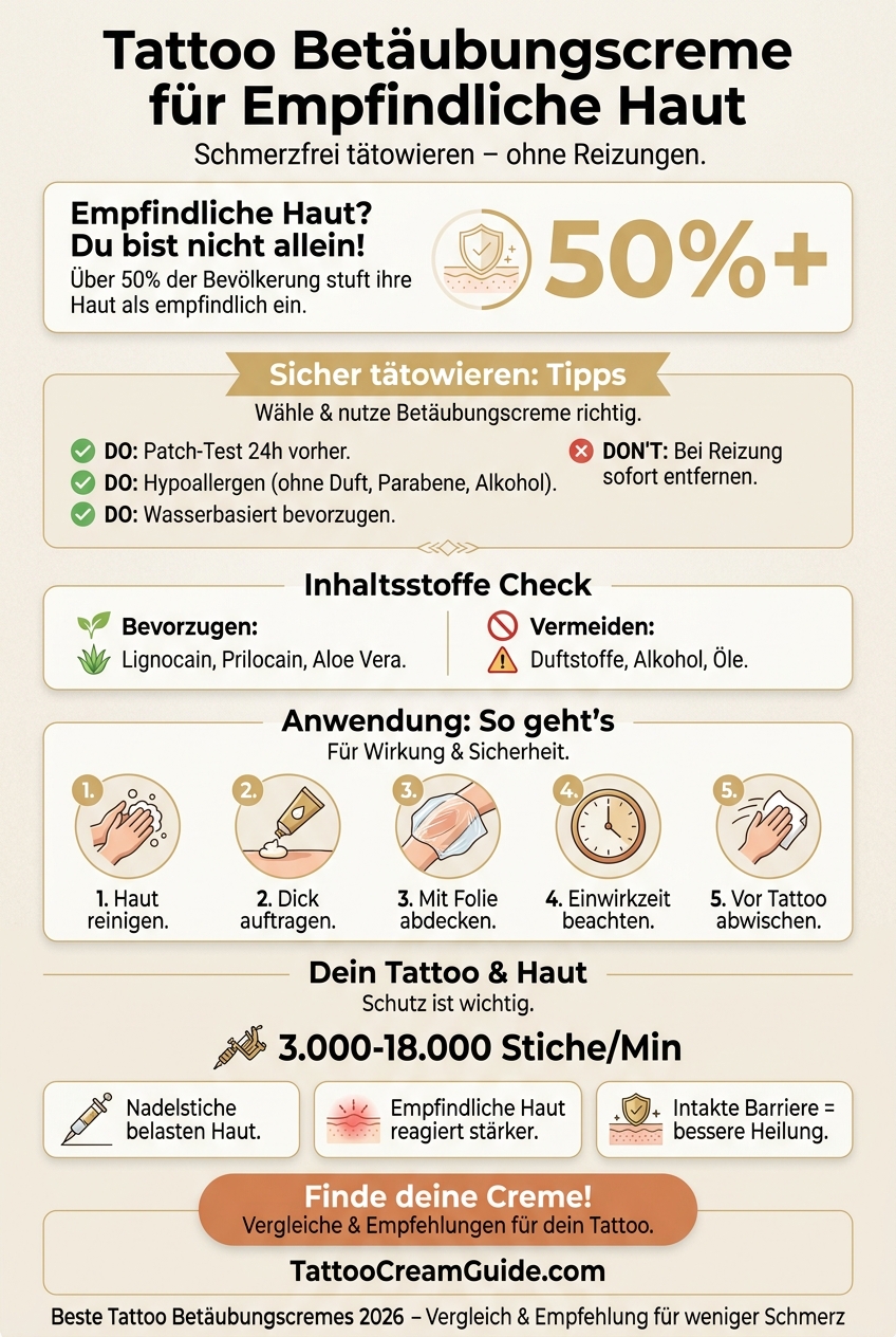 Infographic: Tattoo Betäubungscreme für Empfindliche Haut