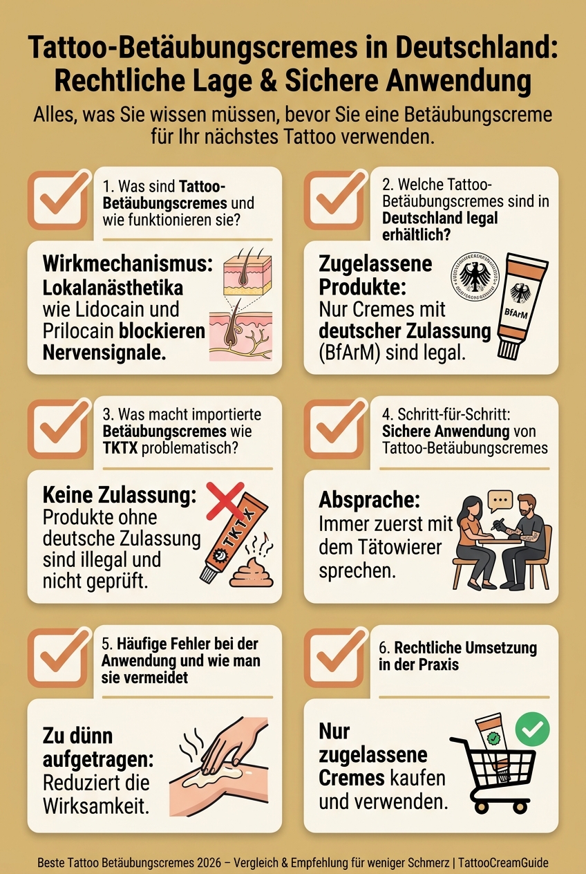 Infographic: Tattoo-Betäubungscremes in Deutschland: Anwendung & Sicherheit