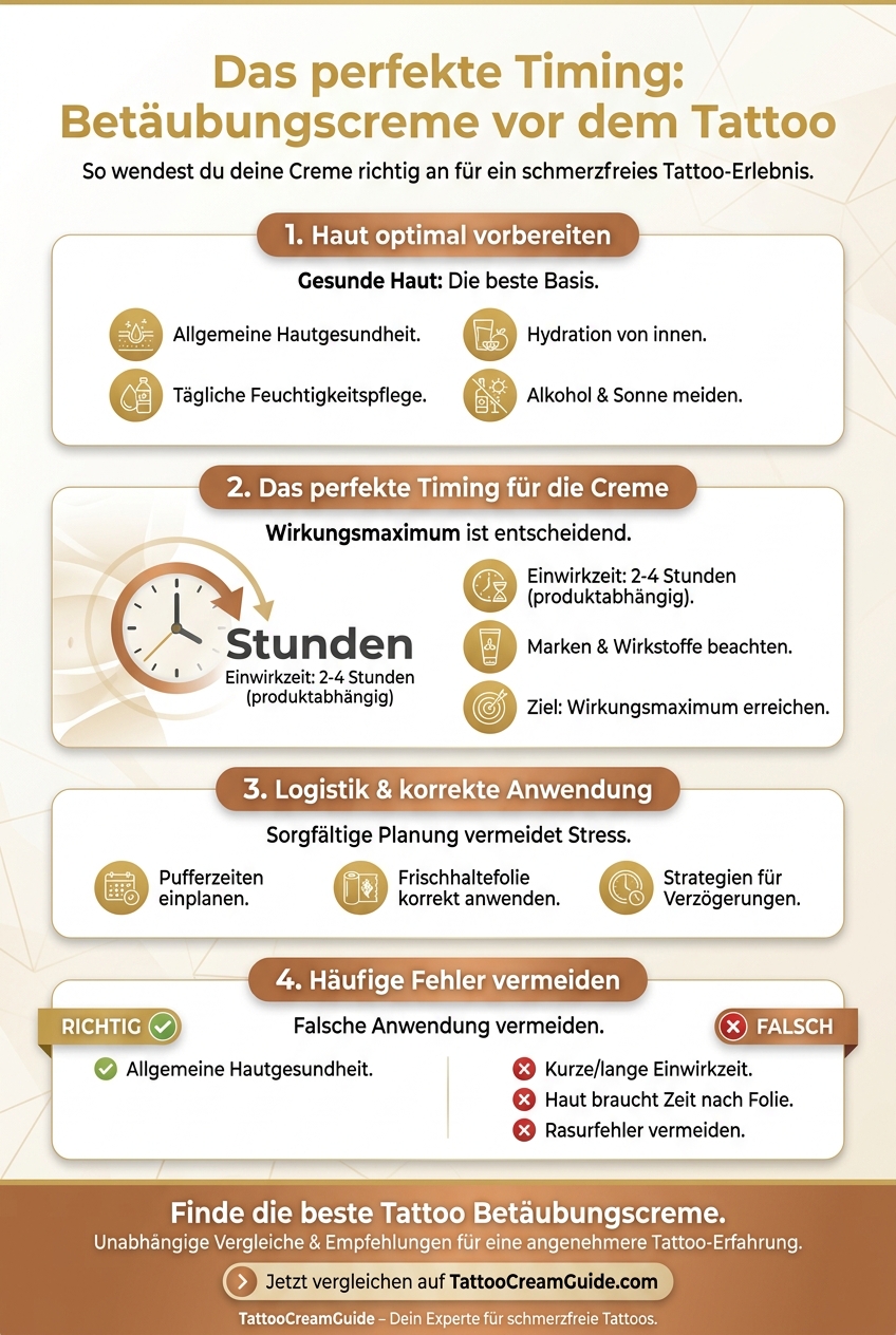 Infographic: Das perfekte Timing: Betäubungscreme vor dem Tattoo