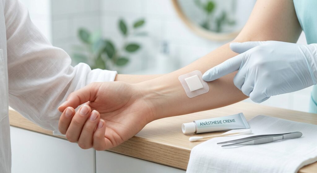 Schritt-für-Schritt-Anleitung, wie man einen Patch-Test für Betäubungscreme sicher und effektiv durchführt.